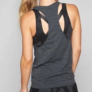 Athleta Reverb Seamless Racerback Tank Top Blue Gray Space Dye Women’s size XS